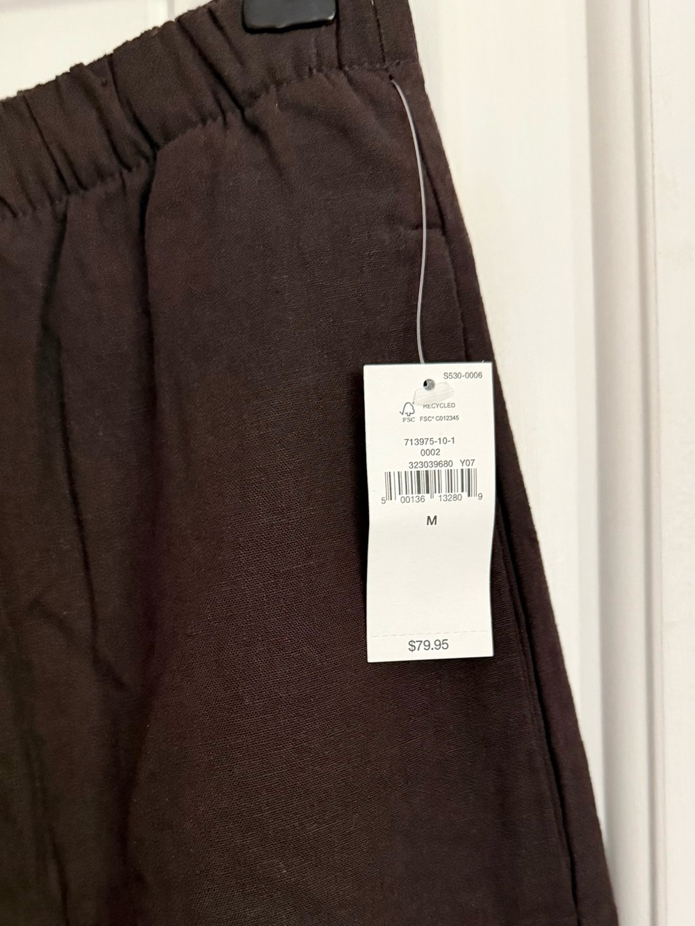 NWT Gap Linen-Blend Easy Wide-Leg Pants in Terra Brown Size Medium Dark Brown - Picture 5 of 11